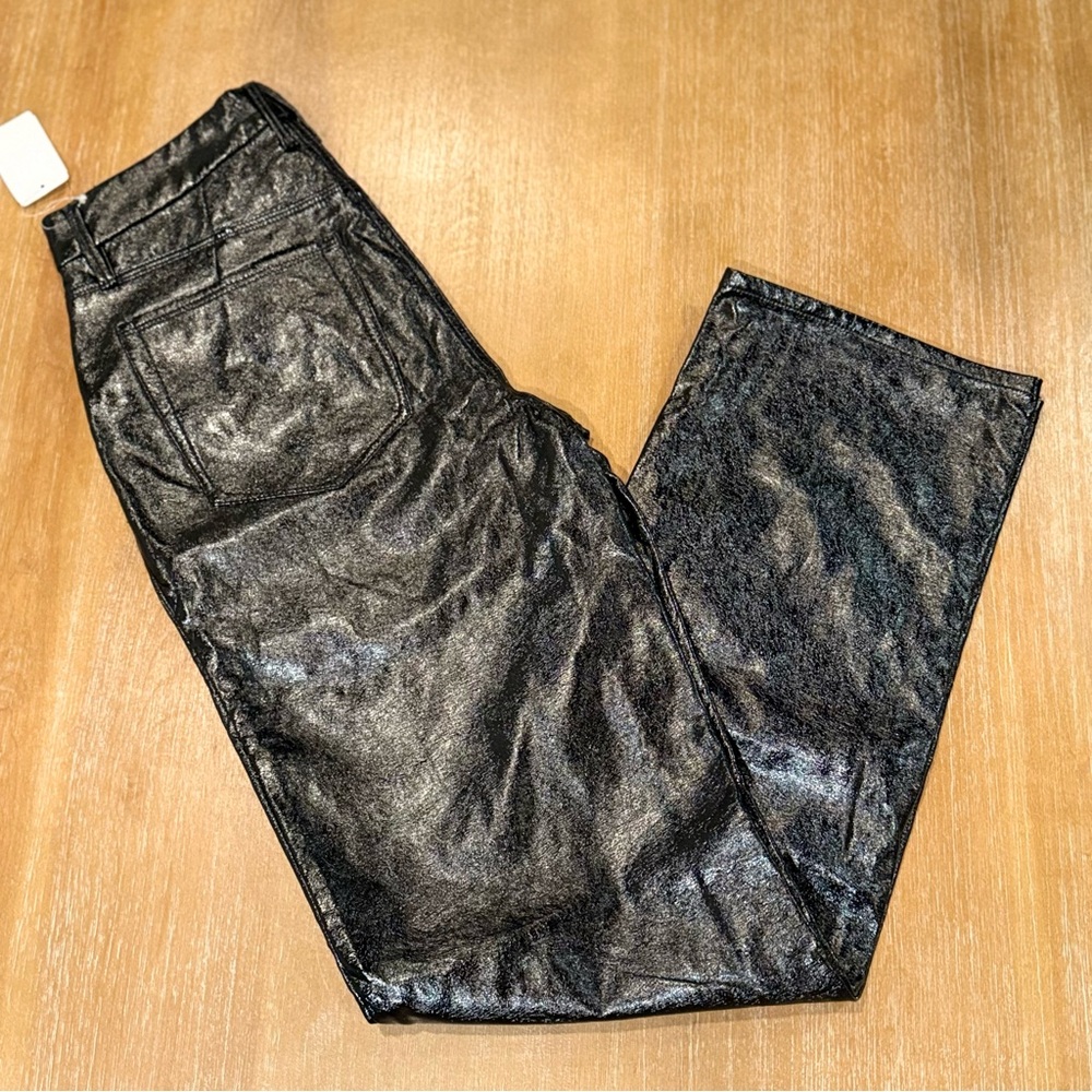 NWT Good American '90S Vinyl High-Waisted Pants
